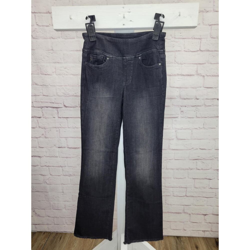 6R BLK DENIM A460547 Belle by Kim Gravel Primabelle Frayed Edge BootCut Jeans